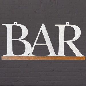 Painted Metal & Wood Decorative BAR Sign Rustic Cottagecore Word Art Wall Decor